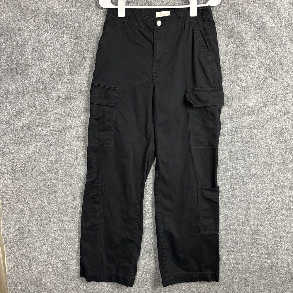 H&M Pants Womens Size 6 Black Cargo Wide Leg Grunge Streetwear